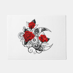 Mechanischer Halbmond mit Rote Rosen Fußmatte