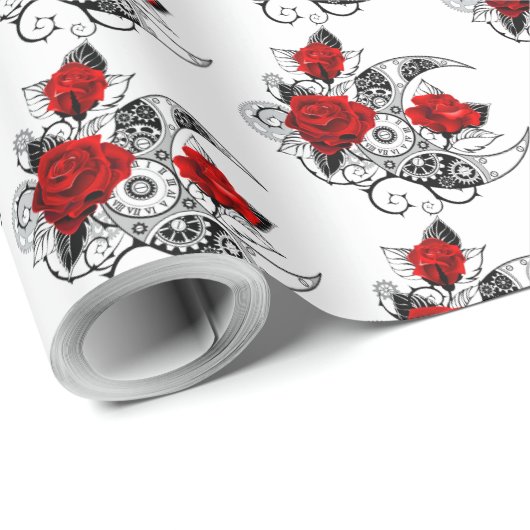 Mechanischer Halbmond mit Rote Rosen Geschenkpapier (Rolleneckpunkt)