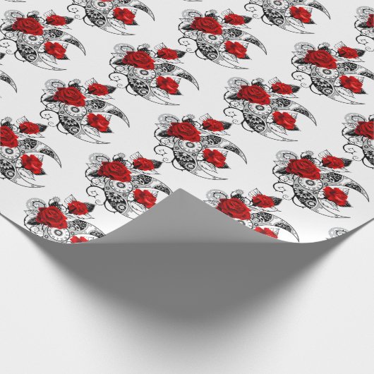 Mechanischer Halbmond mit Rote Rosen Geschenkpapier (Ecke)