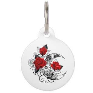 Mechanischer Halbmond mit Rote Rosen Haustiermarke