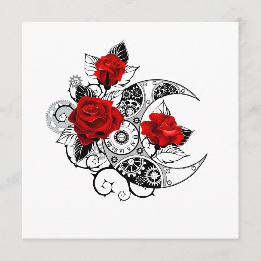 Mechanischer Halbmond mit Rote Rosen Hinweiskarte (Vorderseite)