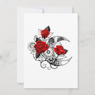 Mechanischer Halbmond mit Rote Rosen Hinweiskarte