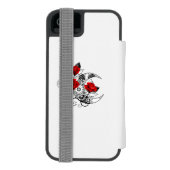 Mechanischer Halbmond mit Rote Rosen Incipio iPhone Geldbeutel-Hülle (Folio Rückseite)