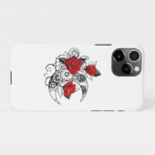 Mechanischer Halbmond mit Rote Rosen iPhone Hülle (Rückseite (Horizontal))