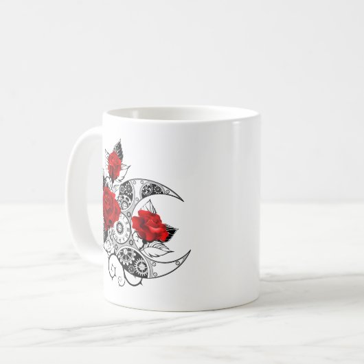 Mechanischer Halbmond mit Rote Rosen Kaffeetasse (Vorderseite Links)