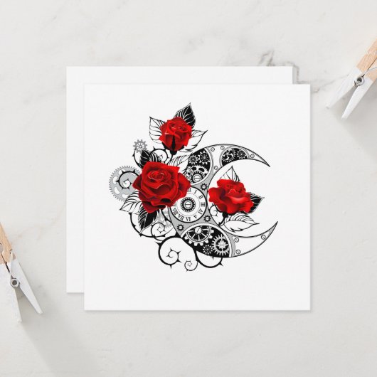 Mechanischer Halbmond mit Rote Rosen Karte (Vorderseite/Rückseite Beispiel)