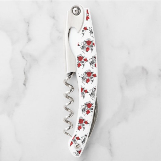 Mechanischer Halbmond mit Rote Rosen Kellnermesser (Vorderseite)