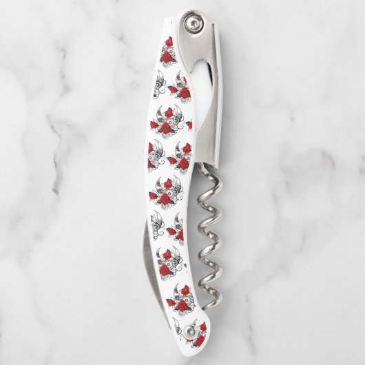 Mechanischer Halbmond mit Rote Rosen Kellnermesser (Rückseite)