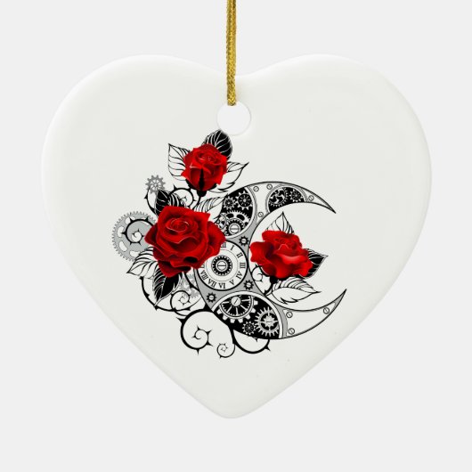 Mechanischer Halbmond mit Rote Rosen Keramik Ornament (Hinten)