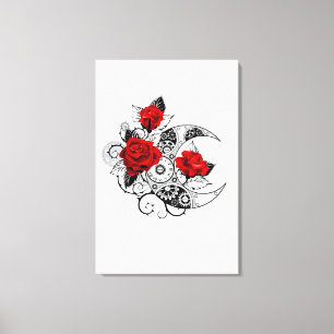 Mechanischer Halbmond mit Rote Rosen Leinwanddruck