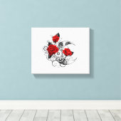 Mechanischer Halbmond mit Rote Rosen Leinwanddruck (Insitu (Holzboden))