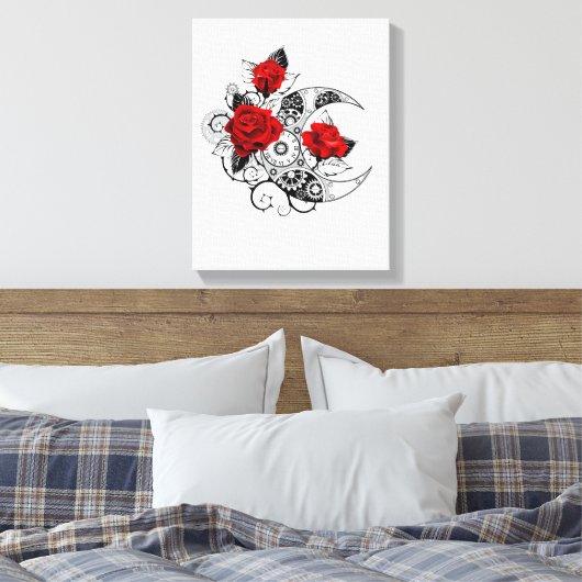 Mechanischer Halbmond mit Rote Rosen Leinwanddruck (Insitu (Schlafzimmer))