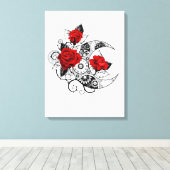 Mechanischer Halbmond mit Rote Rosen Leinwanddruck (Insitu (Holzboden))