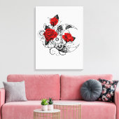 Mechanischer Halbmond mit Rote Rosen Leinwanddruck (Insitu (Wohnzimmer))