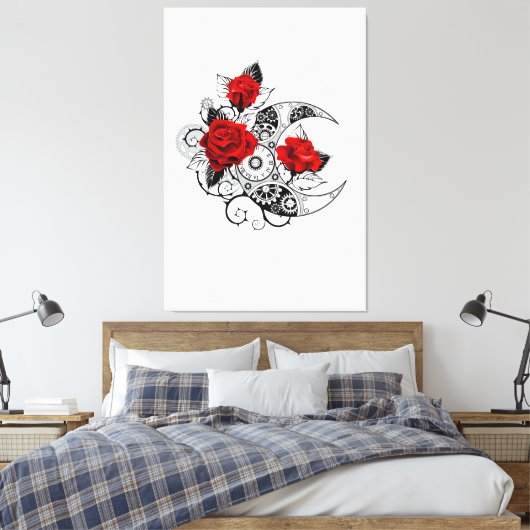 Mechanischer Halbmond mit Rote Rosen Leinwanddruck (Insitu (Schlafzimmer))