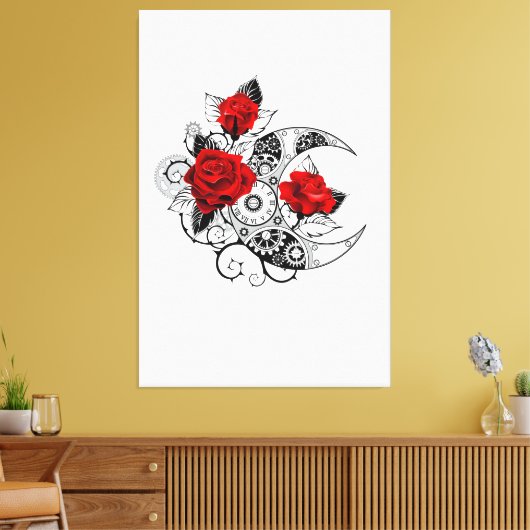 Mechanischer Halbmond mit Rote Rosen Leinwanddruck (Insitu (Wohnzimmer))