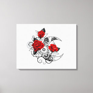 Mechanischer Halbmond mit Rote Rosen Leinwanddruck