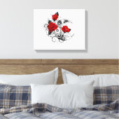 Mechanischer Halbmond mit Rote Rosen Leinwanddruck (Insitu (Schlafzimmer))