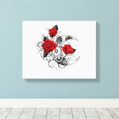 Mechanischer Halbmond mit Rote Rosen Leinwanddruck (Insitu (Holzboden))