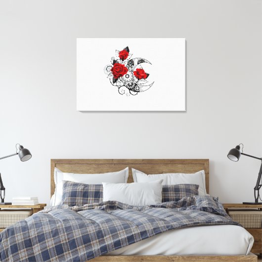 Mechanischer Halbmond mit Rote Rosen Leinwanddruck (Insitu (Schlafzimmer))