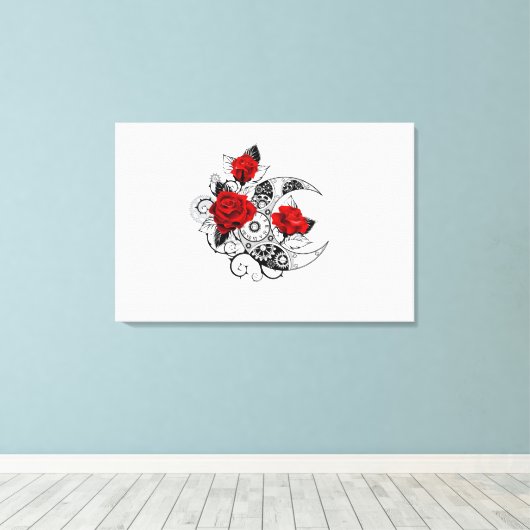 Mechanischer Halbmond mit Rote Rosen Leinwanddruck (Insitu (Holzboden))