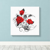Mechanischer Halbmond mit Rote Rosen Leinwanddruck (Insitu (Holzboden))