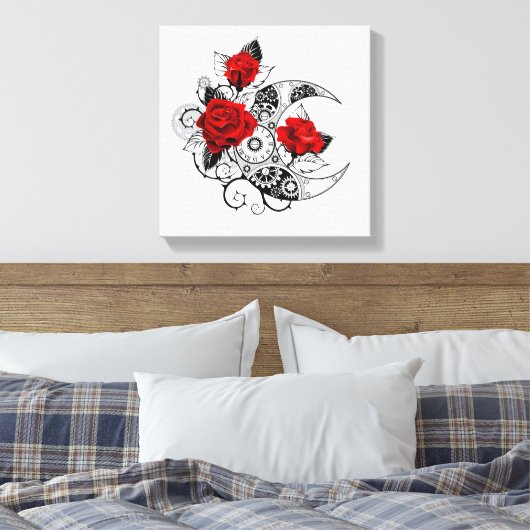 Mechanischer Halbmond mit Rote Rosen Leinwanddruck (Insitu (Schlafzimmer))
