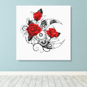 Mechanischer Halbmond mit Rote Rosen Leinwanddruck (Insitu (Holzboden))