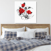 Mechanischer Halbmond mit Rote Rosen Leinwanddruck (Insitu (Schlafzimmer))