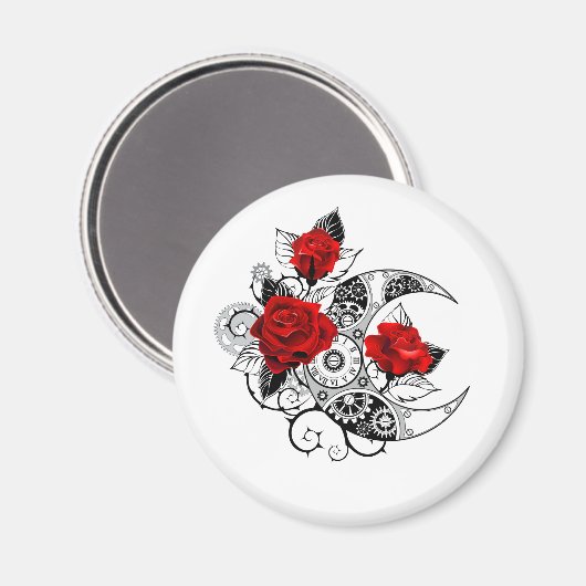 Mechanischer Halbmond mit Rote Rosen Magnet (Vorderseite/Rückseite)
