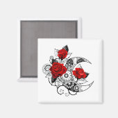 Mechanischer Halbmond mit Rote Rosen Magnet (Vorderseite/Rückseite)