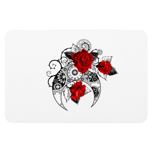Mechanischer Halbmond mit Rote Rosen Magnet (Horizontal)