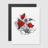 Mechanischer Halbmond mit Rote Rosen Magneteinladung (Vorne/Hinten)