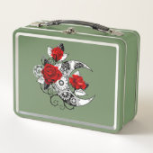Mechanischer Halbmond mit Rote Rosen Metall Brotdose (Vorderseite)