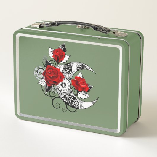 Mechanischer Halbmond mit Rote Rosen Metall Brotdose (Rückseite)