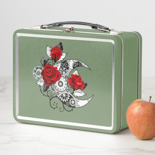 Mechanischer Halbmond mit Rote Rosen Metall Brotdose (Beispiel)