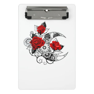 Mechanischer Halbmond mit Rote Rosen Mini Klemmbrett