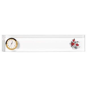 Mechanischer Halbmond mit Rote Rosen Namensplakette