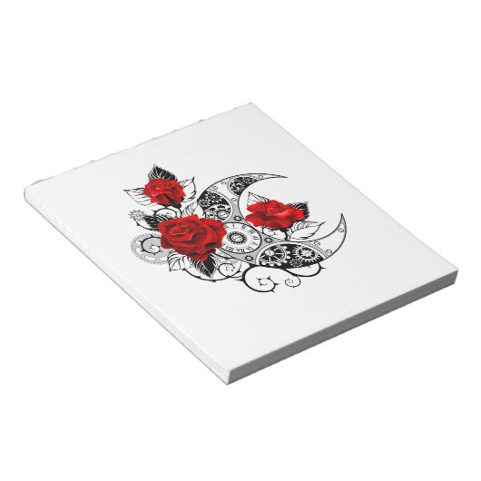Mechanischer Halbmond mit Rote Rosen Notizblock (angewinkelt)