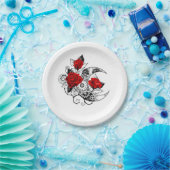 Mechanischer Halbmond mit Rote Rosen Pappteller (Party)