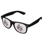 Mechanischer Halbmond mit Rote Rosen Partybrille (Schrägansicht)