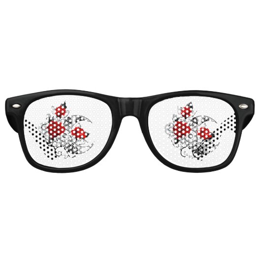 Mechanischer Halbmond mit Rote Rosen Partybrille (Vorderseite)