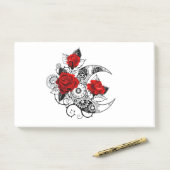 Mechanischer Halbmond mit Rote Rosen Post-it Klebezettel (Auf Schreibtisch)