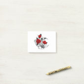 Mechanischer Halbmond mit Rote Rosen Post-it Klebezettel (Auf Schreibtisch)