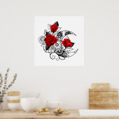 Mechanischer Halbmond mit Rote Rosen Poster (Küche)