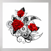 Mechanischer Halbmond mit Rote Rosen Poster (Vorne)