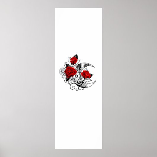 Mechanischer Halbmond mit Rote Rosen Poster (Vorne)