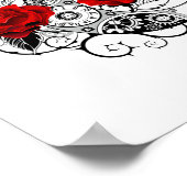 Mechanischer Halbmond mit Rote Rosen Poster (Ecke)