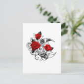 Mechanischer Halbmond mit Rote Rosen Postkarte (Stehend Vorderseite)