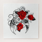 Mechanischer Halbmond mit Rote Rosen Puzzle (Horizontal)